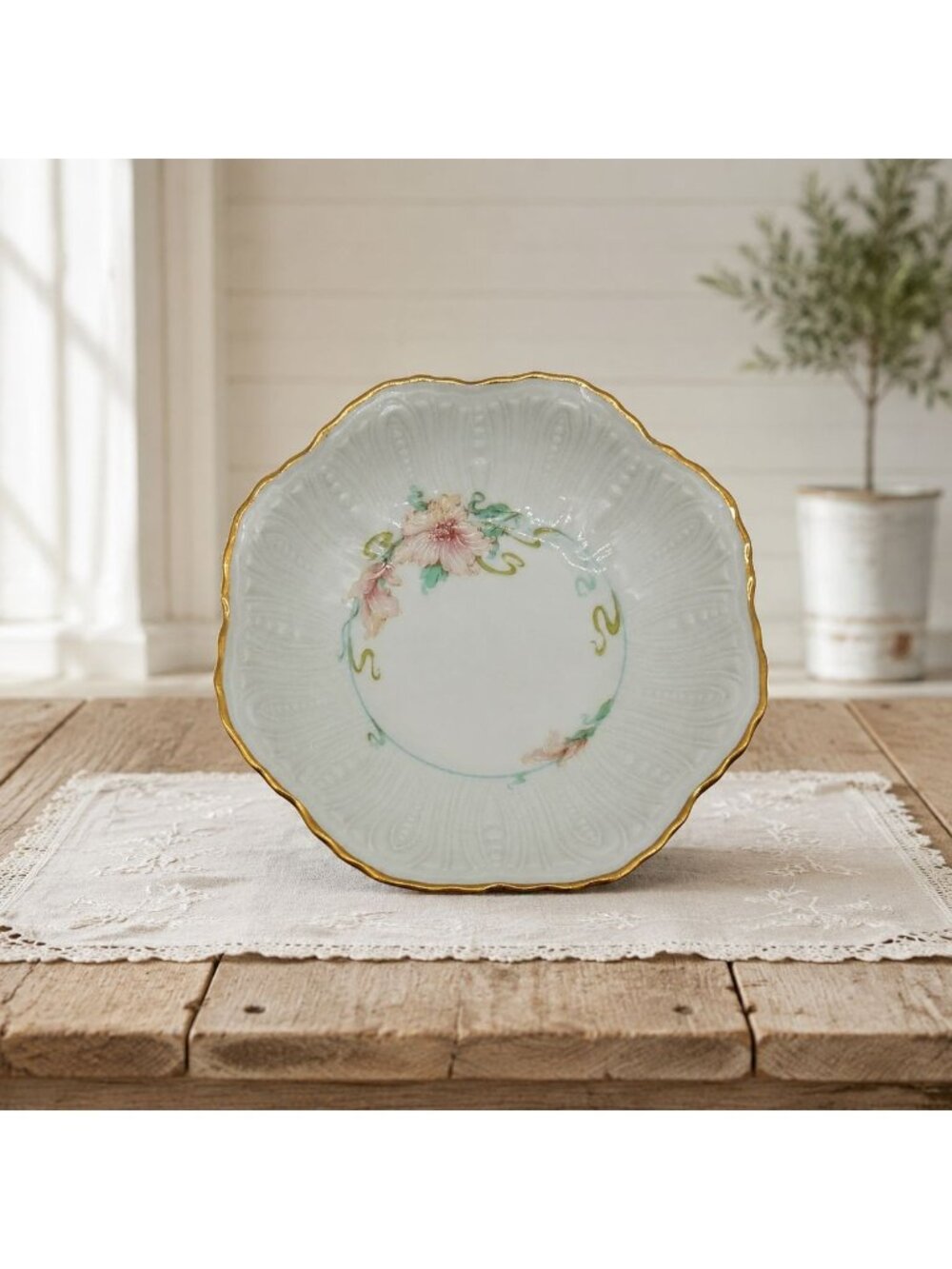 Limoges France J L Bradshaw Floral Dish Vintage 5.2"